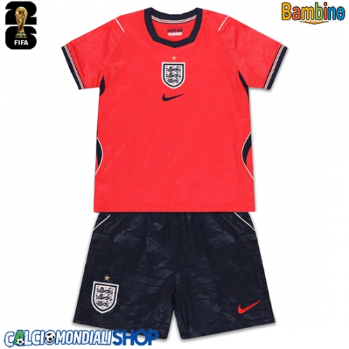 Maglie da calcio Inghilterra Seconda Maglia Bambino Mondiali 2026  Manica Corta + Pantaloni corti)